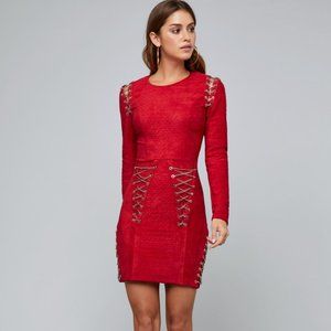 Bebe Lace Up Dress - Goji Berry (Red and Gold)